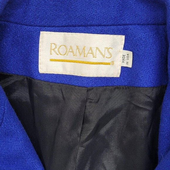 Vintage Roaman’s Wool Coat | Size 2XL | Navy Blue | Made in USA | Shoulder Pads - Picture 2 of 6